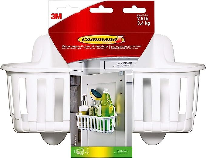Command Under Sink Cabinet Caddy, Holds up to 7.5 lbs, 1-Caddy, 4-Strips, Organize Damage-Free | Amazon (US)