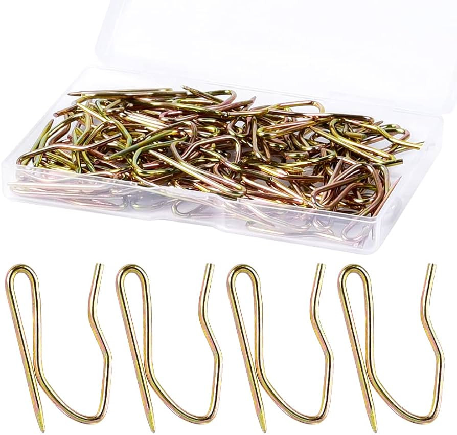 Metal Curtain Hooks, 58PCS Drapery Hook Pins 1.2 Inch Stainless Steel Pin-on Hooks for Window Cur... | Amazon (US)