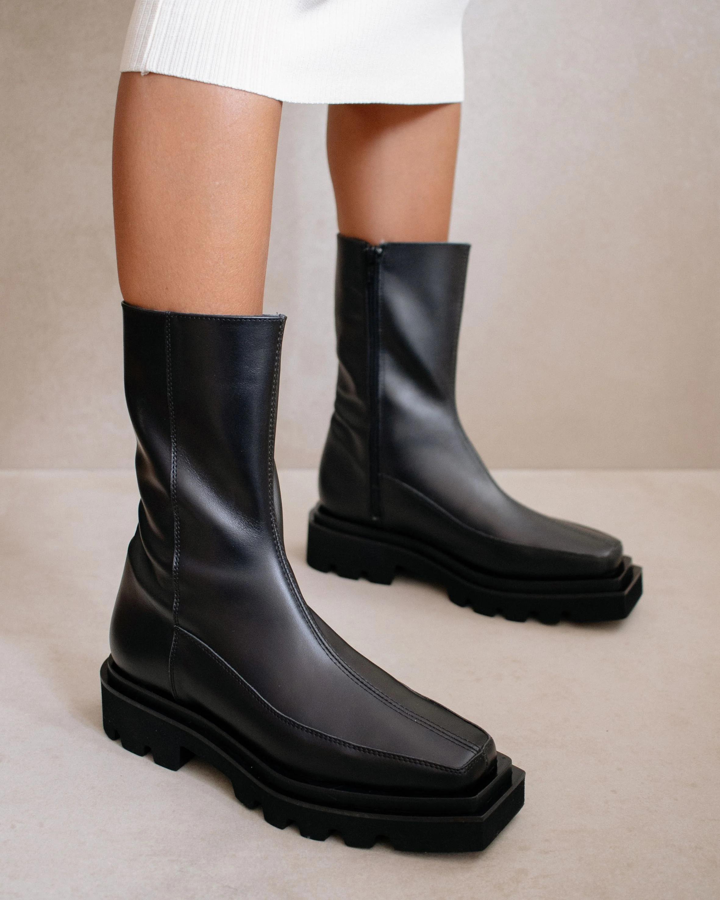 Block - Black Leather Boots | Alohas FR