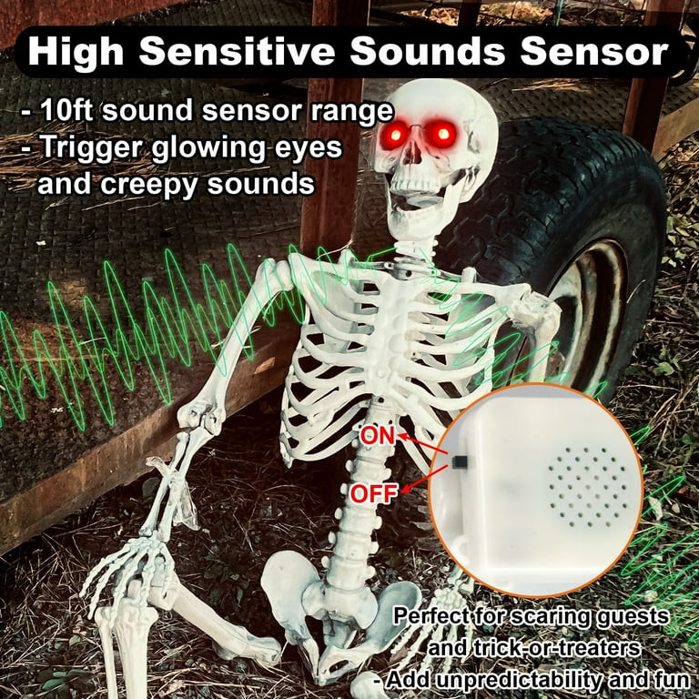 5.5ft Halloween Posable Skeleton - Realistic Life Size with LED Eyes, Creepy Sound for Halloween ... | Walmart (US)