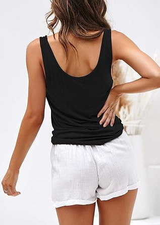 LouKeith Womens Summer Tank Tops Casual Tee Shirts Scoop Neck Sleeveless Open Back Loose Fit Basi... | Amazon (US)