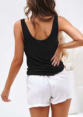 LouKeith Womens Summer Tank Tops Casual Tee Shirts Scoop Neck Sleeveless Open Back Loose Fit Basi... | Amazon (US)