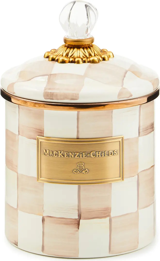 Mocha Check Small Enameled Steel Canister | Nordstrom