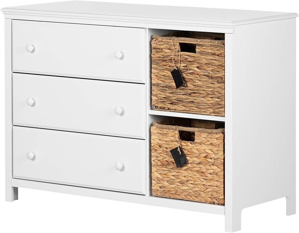 South Shore Cotton Candy 3-Drawer Dresser with Baskets, Pure White | Amazon (US)