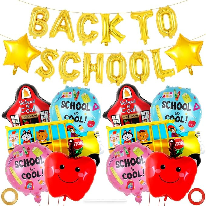 24 Pcs Large Back to School Balloons,Colorful Star School Bus House Foil Balloons,Welcome Back to... | Amazon (US)