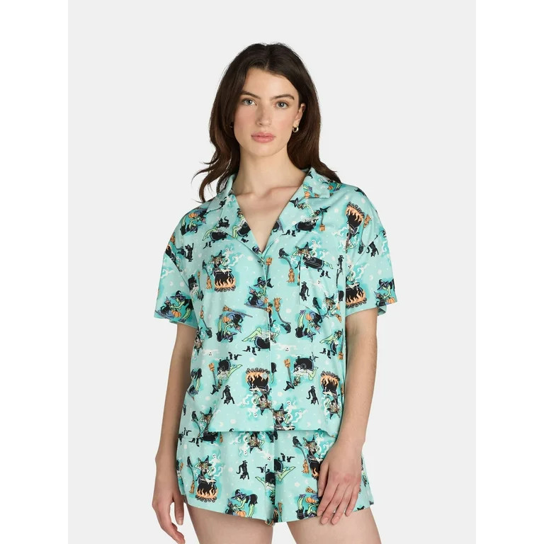 Halloween Women’s Witch Print Shorty Pajama Set from Way to Celebrate, 2-Piece, Sizes XS-3X | Walmart (US)
