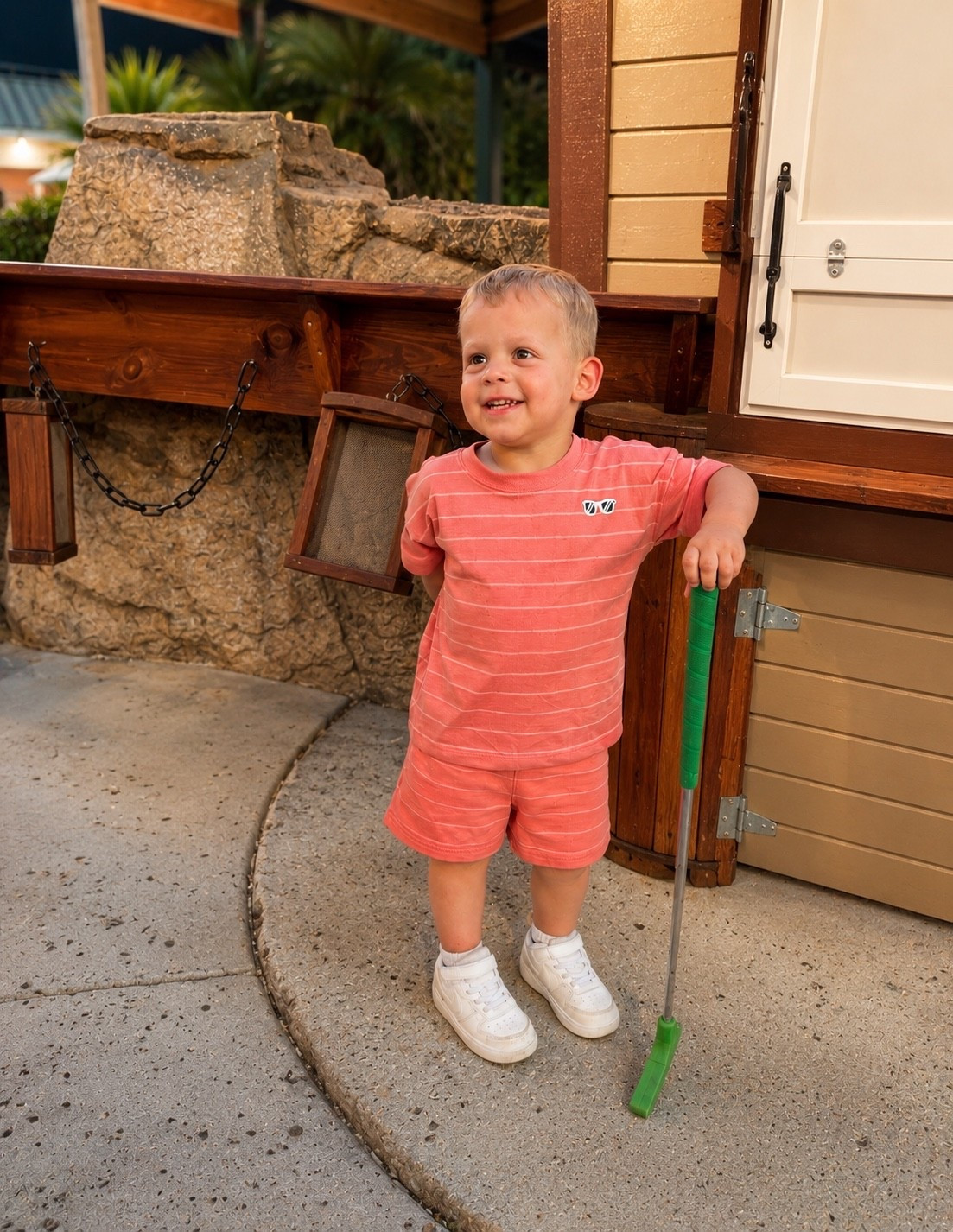 Putt putt, matching sets, and toddler summer memories 🩷⛳️🥹 this little outfit was even cuter in person and he thought the golf club was the coolest thing ever #ToddlerStyle #BoyMom #SummerStyle #MiniStyle #FamilyVacation #MatchingSet #LTKfamily #VacationVibes #ToddlerFashion #SummerMemories #KidsFashion #CoastalStyle #LTKsummer

#LTKKids #LTKgrwm #LTKootd #LTKmomlife