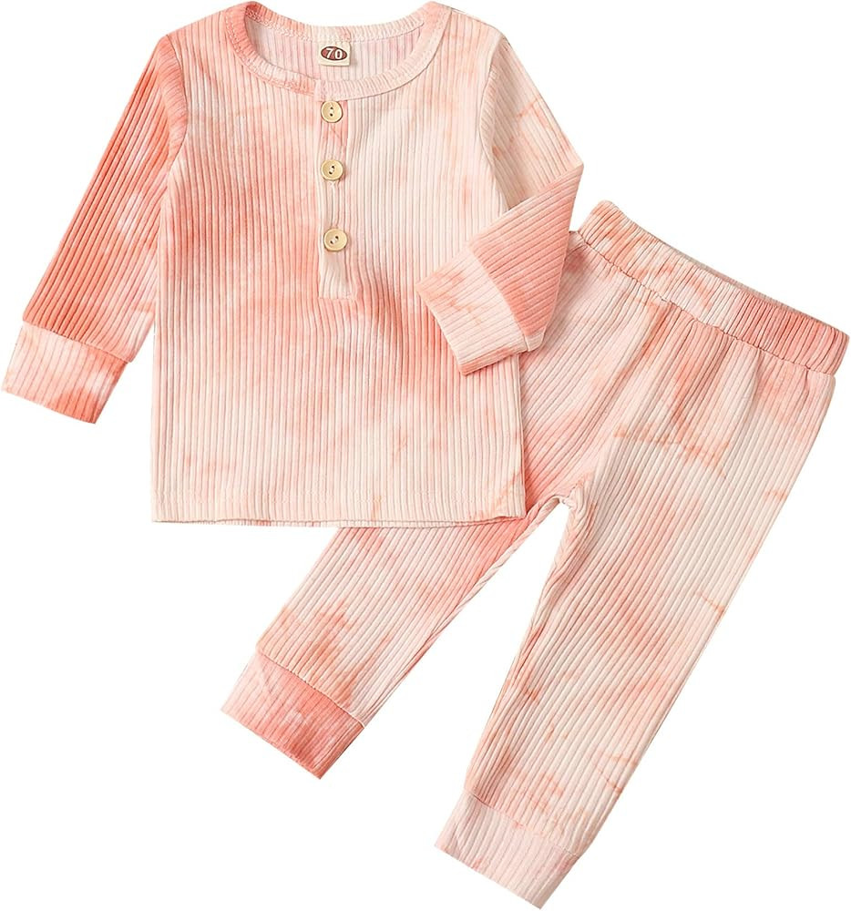 oklady Toddler Baby Girl Clothes Dye Long Sleeve Sweatshirt T Shirt Tops Pants 2PCS Outfit Set Fa... | Amazon (CA)