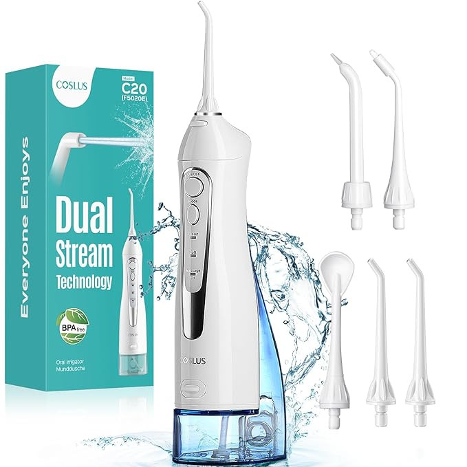 COSLUS Water Dental Flosser Teeth Pick C20(F5020E): Portable Cordless Oral Irrigator 300ML Rechar... | Amazon (US)