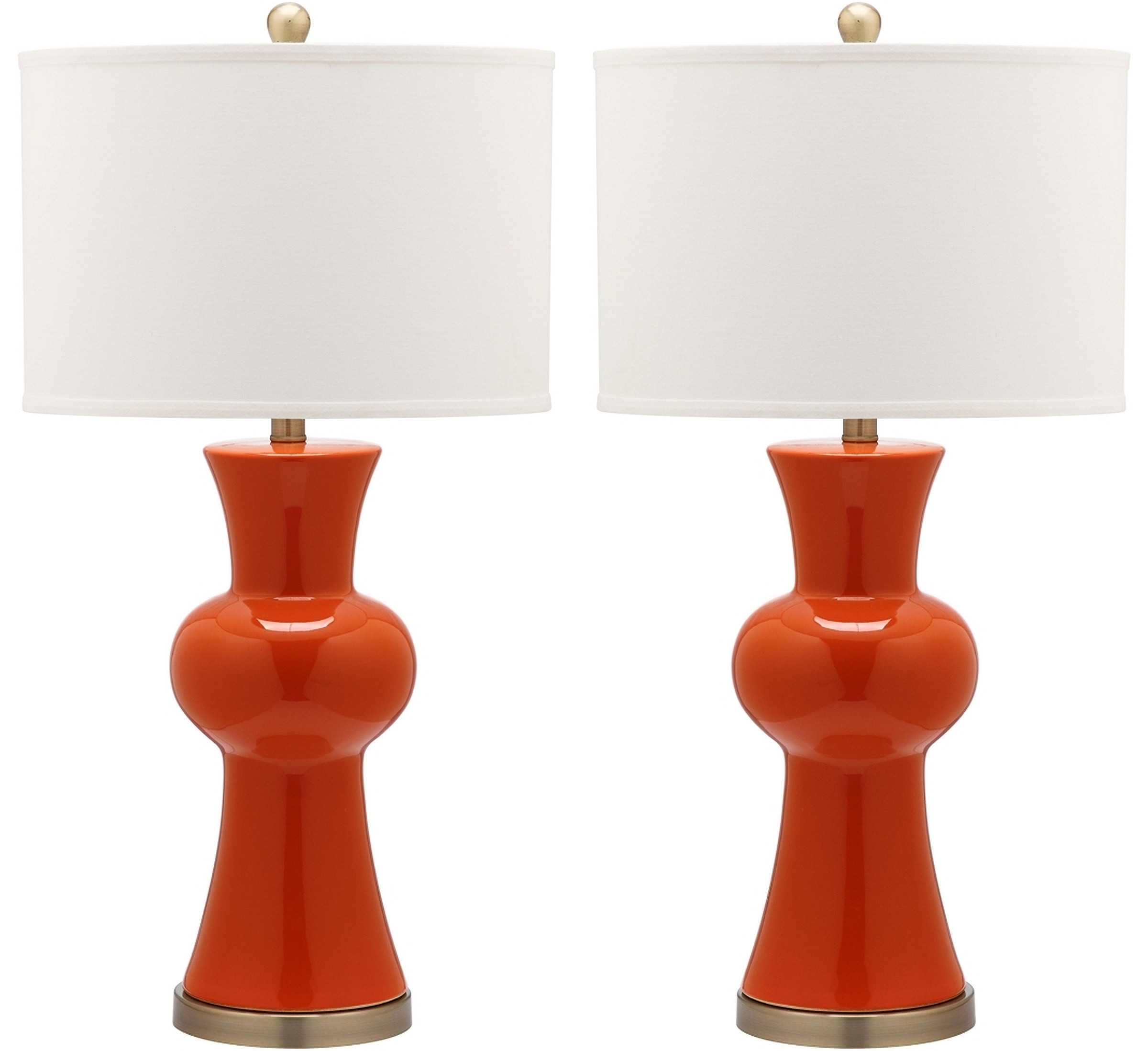 Lola Orange Column Lamp with White Shade- Set of 2 | 1stopbedrooms