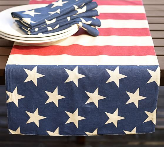 American Flag Linen/Cotton Table Runner | Pottery Barn (US)