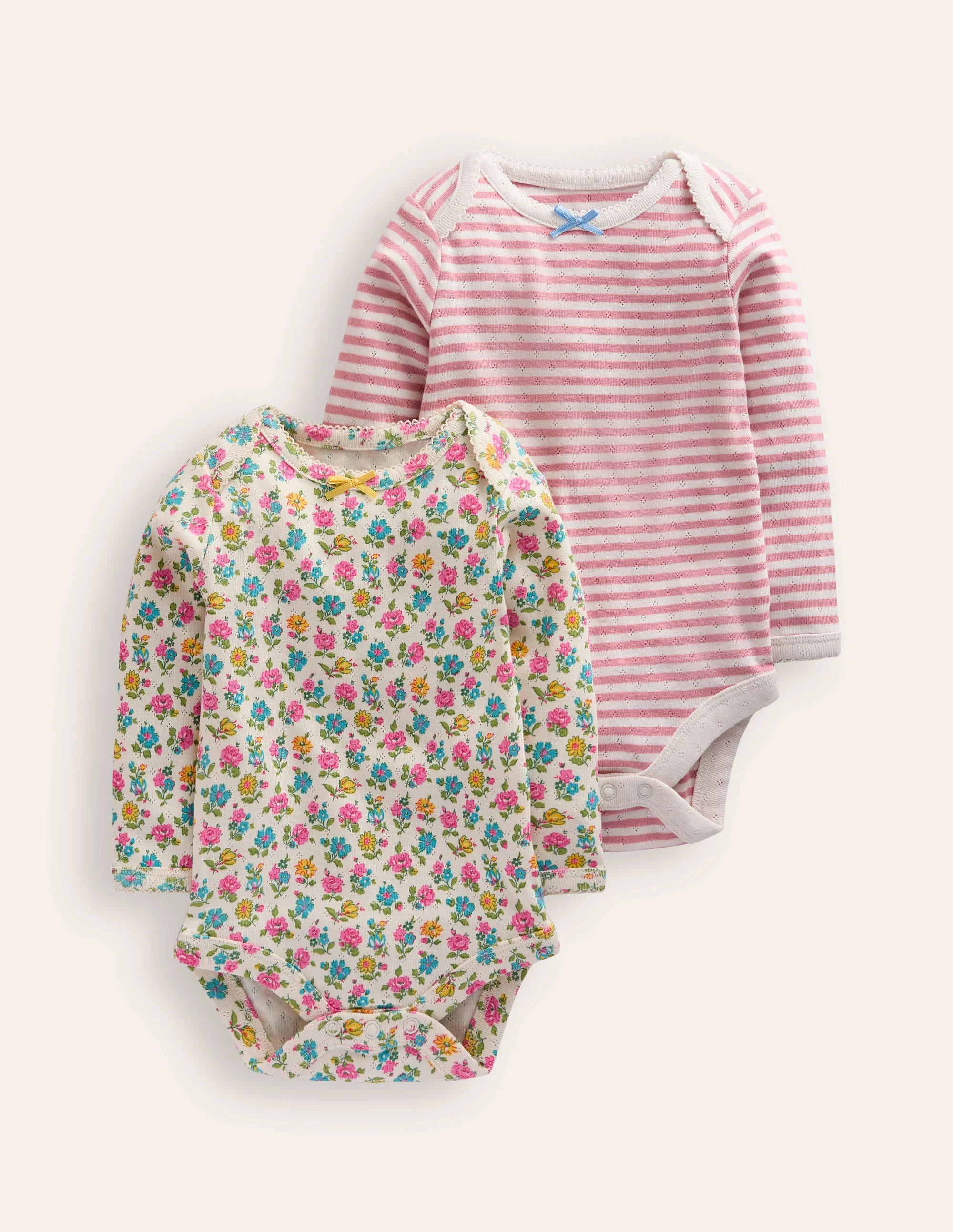 Twin Pack Pointelle Bodies-Almond Pink/Ivory | Boden (US)