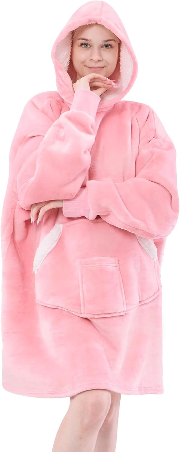 Wearable Blanket Hoodie for Adult Women, Oversized Sherpa Fleece Hooded Sweatshirt Blanket, Extra... | Amazon (US)