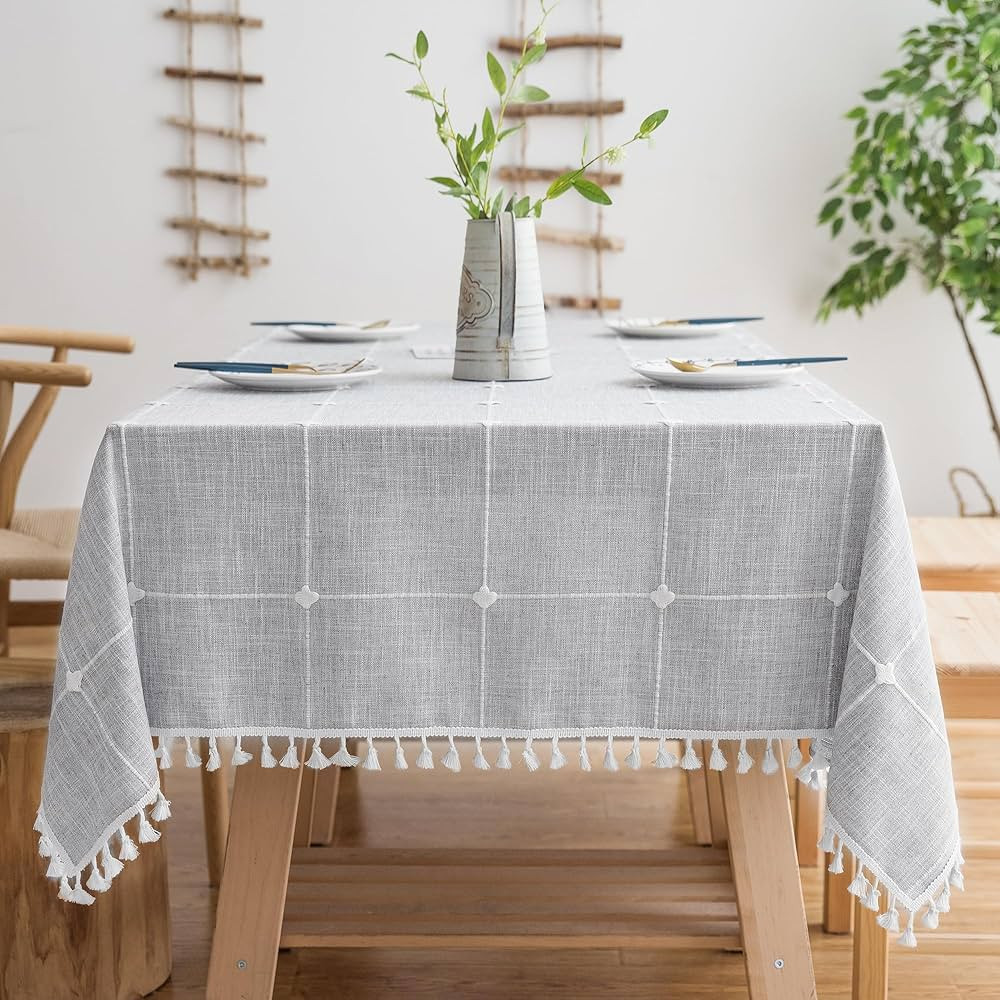Oubonun Cotton Linen Rectangular Table Cloth, Wrinkle Resistant, Waterproof Tablecloth, Washable ... | Amazon (US)