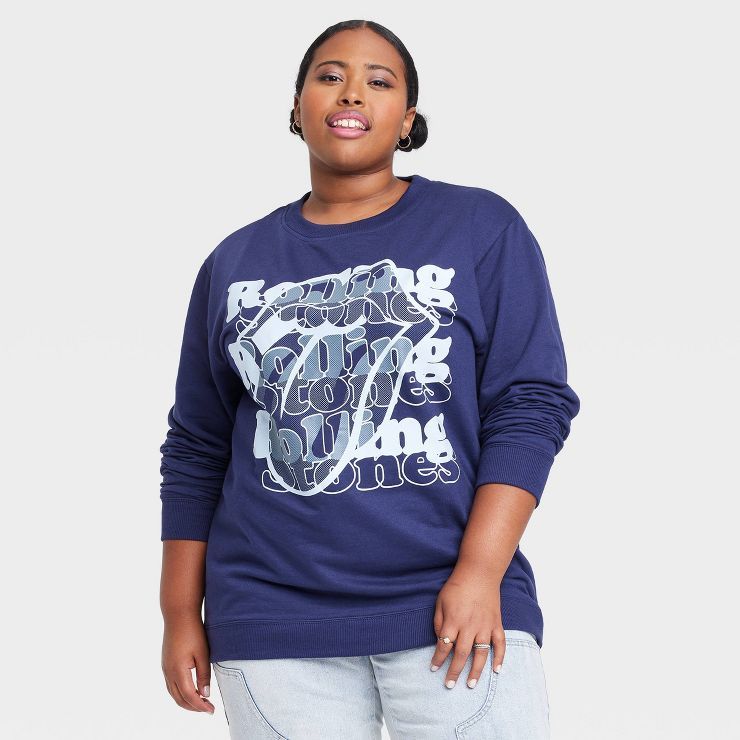 Women's Rolling Stones Graphic Sweatshirt - Navy Blue | Target