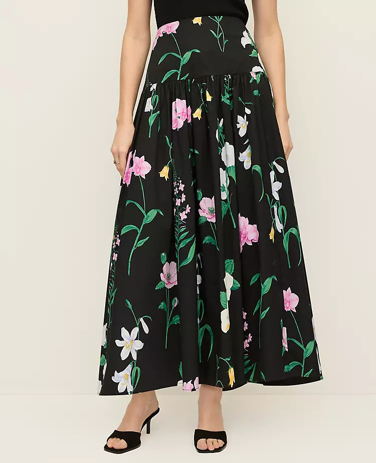 Petite Floral Gathered Maxi Skirt | Ann Taylor