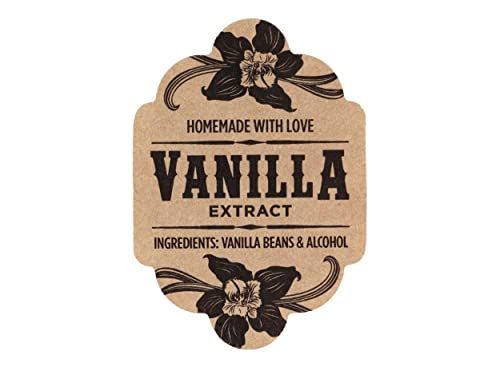 Kraft Homemade Vanilla Extract Label for 4 oz Boston Round Bottle - Vanilla Beans & Alcohol - 1.7... | Amazon (US)