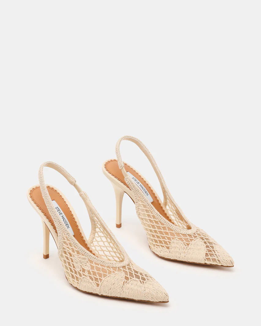 ANDROMEDA Crochet Bone Slingback Pointed-Toe Stiletto Pump Women's Heel | Steve Madden (US)