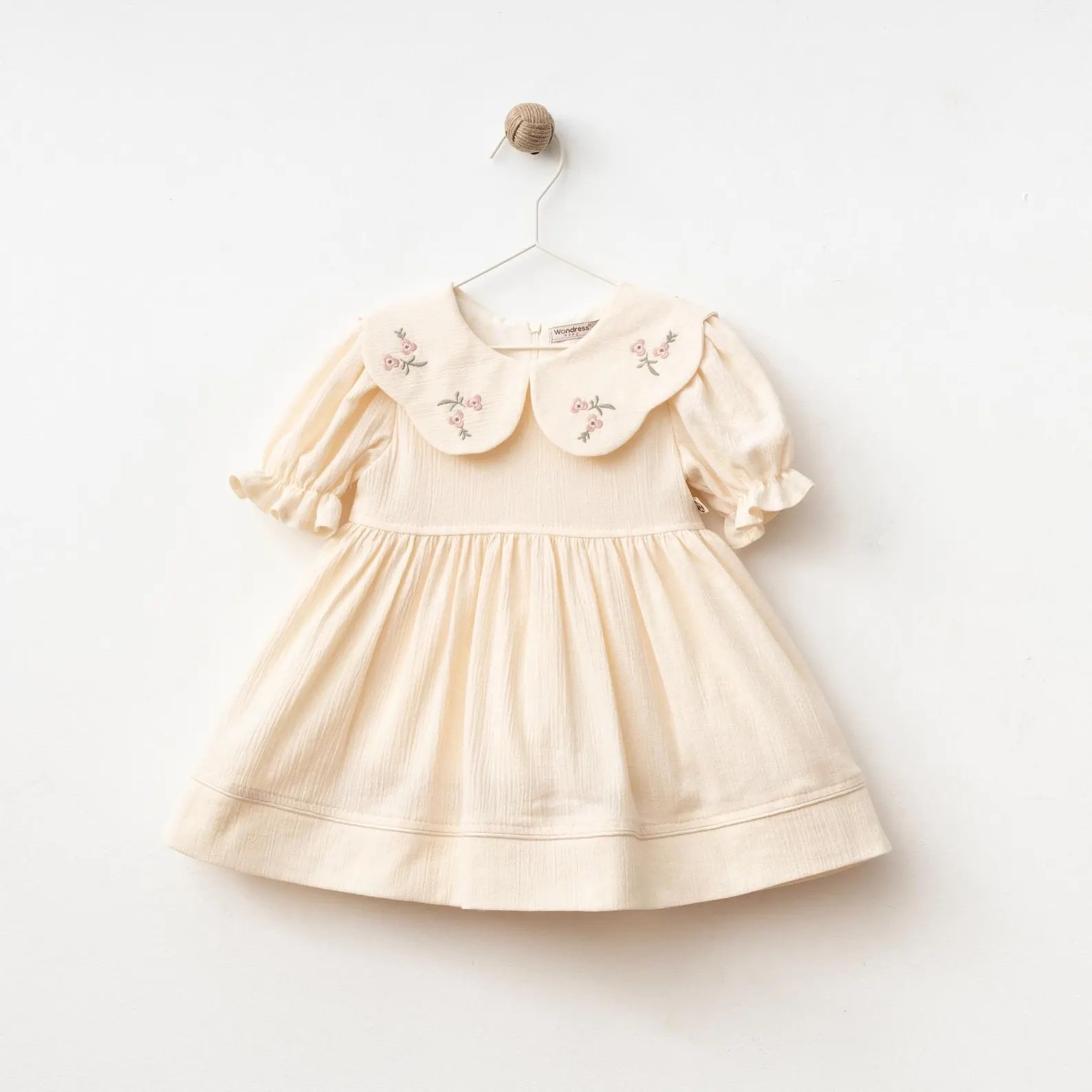 Cotton Muslin Baby Dress With Embroidered Collar | Toddler Girl Outfit - Etsy | Etsy (US)