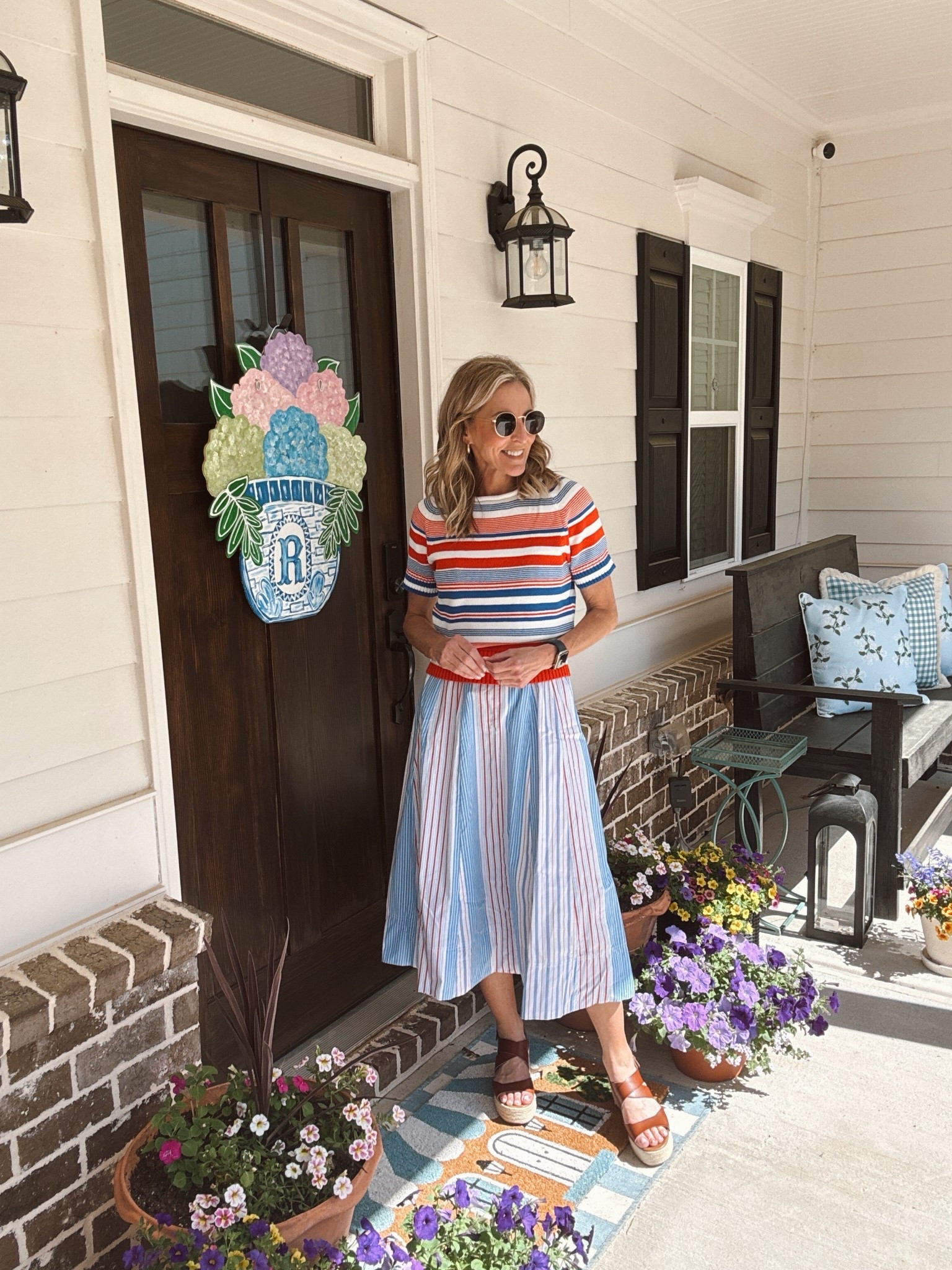 It’s a two for one this cute midi dress so classic with a square neck line is beautiful on his own or School approved with this classic striped sweater over the top wearing an extra small in both this sweater and the dress… Under $40