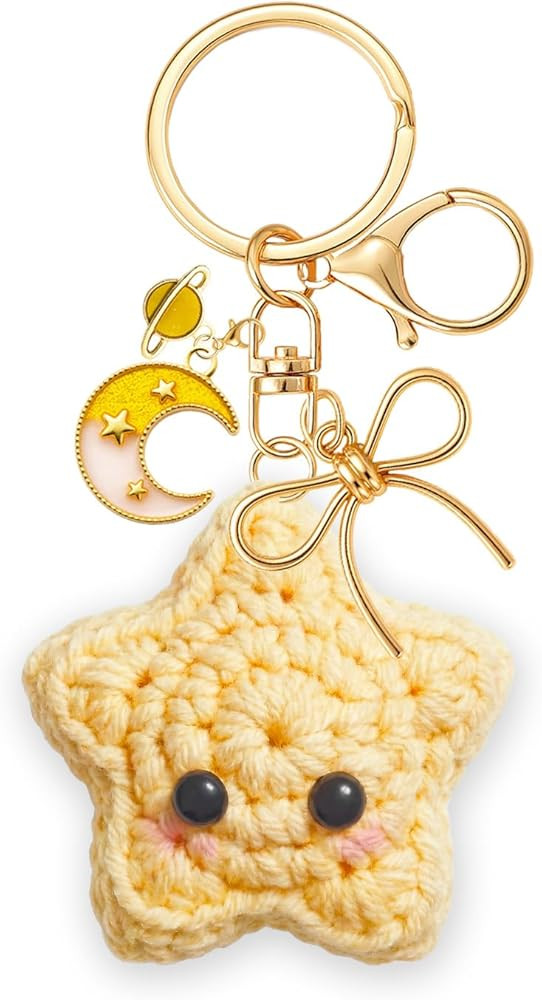 Handmade Cute Crochet Star Keychain Gift - Kawaii Bag Charms for Women, Handbag, Purse, Backpack,... | Amazon (US)