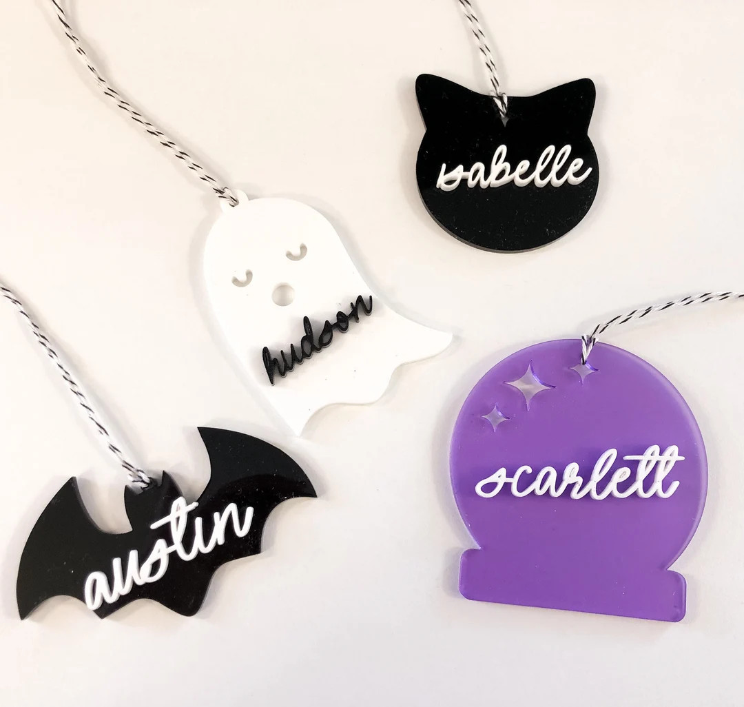 Halloween Modern Acrylic Tags Boo Baskets Personalized Laser Cut Gift Tags - Etsy | Etsy (US)