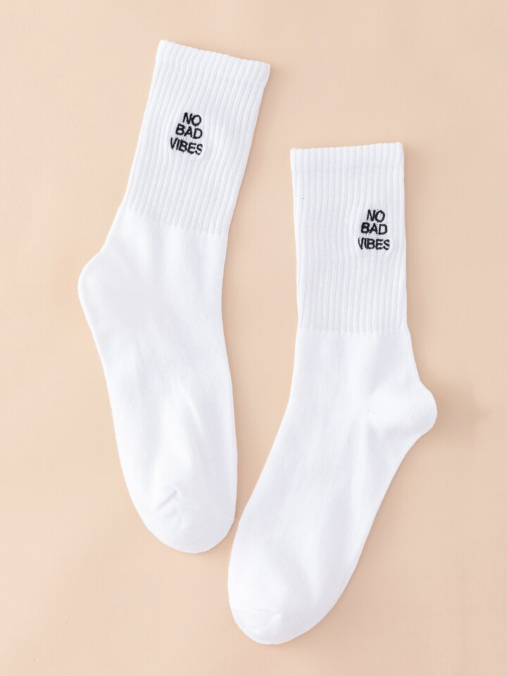 Calcetines de tripulación con bordado de letra | SHEIN