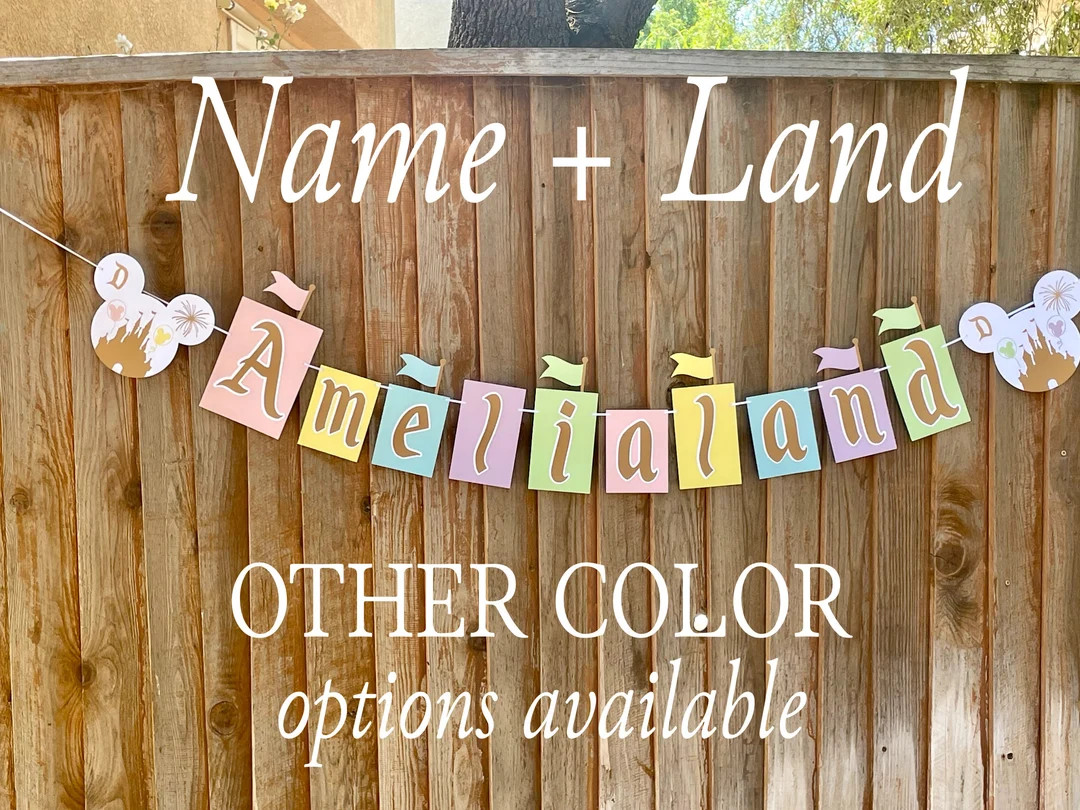 Name LAND Mickey Disneyland Inspired Banner, Mickey Birthday Banner, Minnie Birthday Banner - Ets... | Etsy (US)