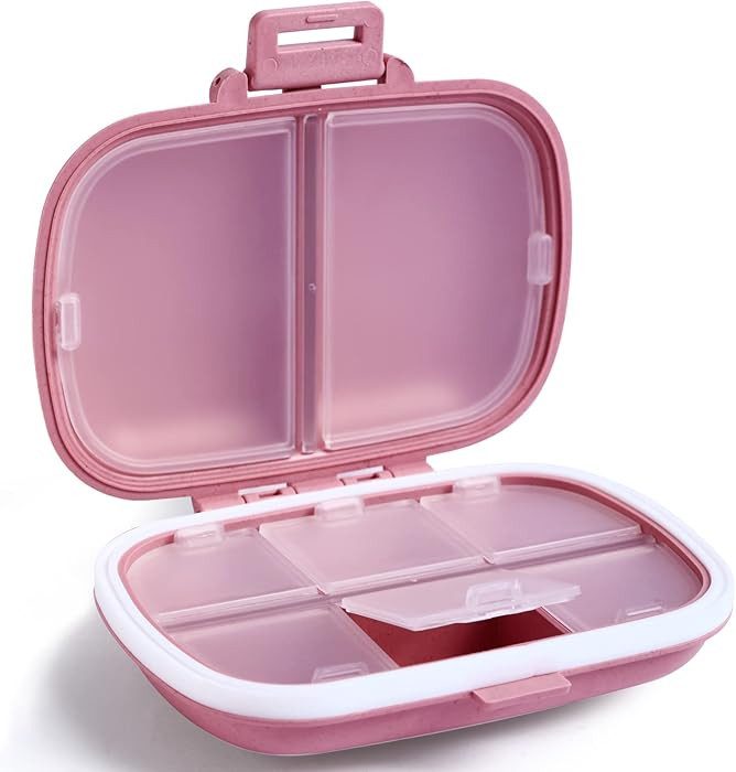 Holii Travel Pill Organizer, 8 Compartments Portable Pill Case, Daily Pill Box to Hold Vitamins, ... | Amazon (US)