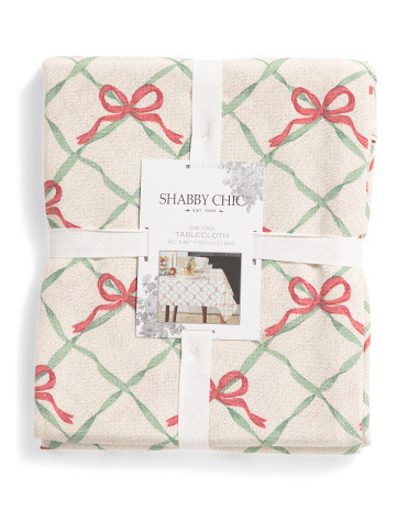 60x84 Bow Trellis Holiday Tablecloth | TJ Maxx