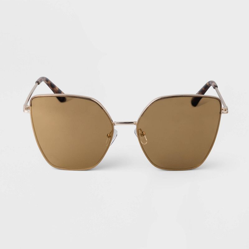 Women's Oversized Metal Square Sunglasses - A New Day™ Gold | Target
