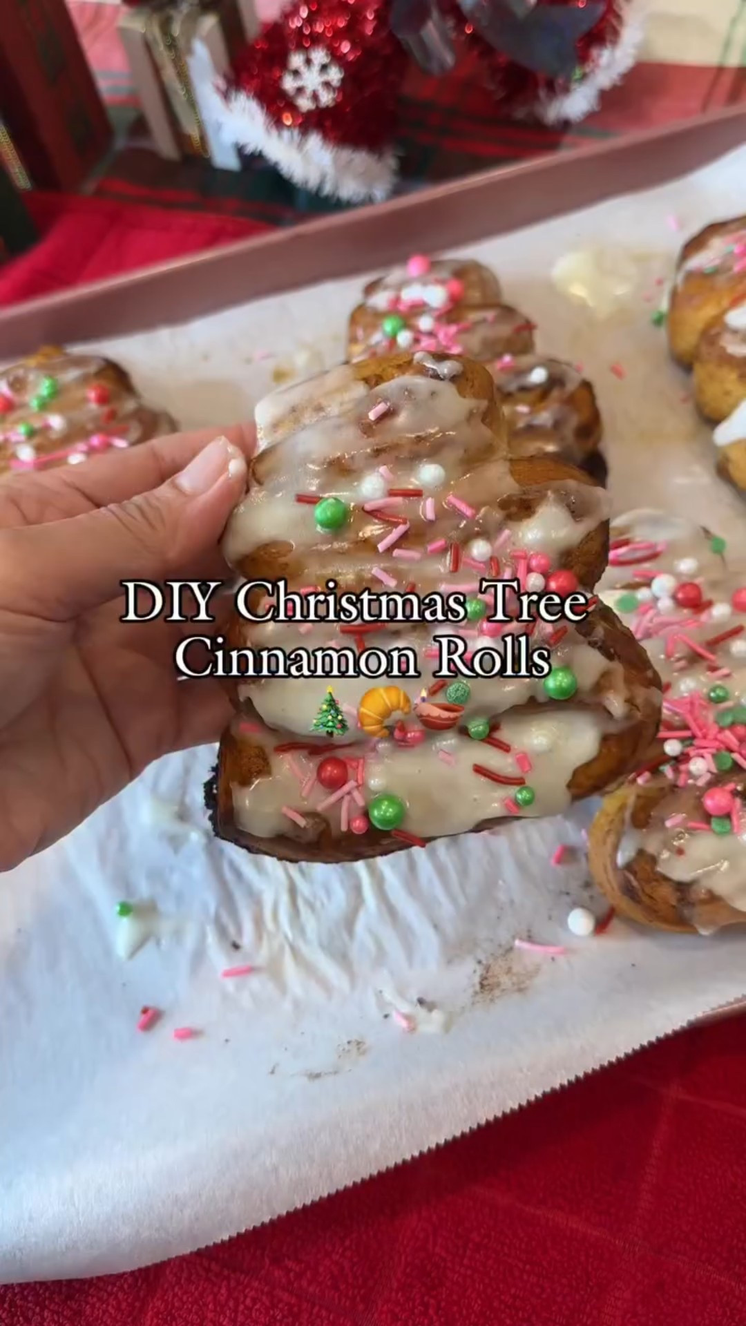 Sharing to you this super cute DIY Christmas tree cinnamon rolls! Use the grands cinnamon rolls because you can unroll them.

The regular cinnamon rolls are just balls of dough and can’t be shaped lol so make sure to get the right ones!

Unroll the cinnamon roll, shape it into a tree shape, and bake them.Once they are done, ice them and add sprinkles. I used pearl sprinkles to look like little ornaments!

Super easy and festive! 

Perfect for Christmas morning!

❤️Like this post if you love this !
🛟Save for later and share it with your friends, sisters and friends!
➡️Follow me @simplypetiteray for more tips and recipes!

#christmasfood #christmasrecipes #christmastreats #christmasdiy #cozychristmas #christmasvibes #holidaydiy #holidayparty