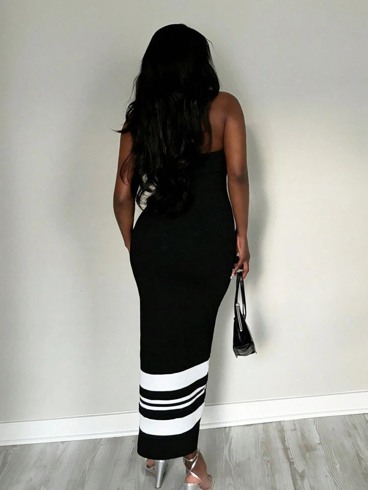 SHEIN x Marika Sila SHEIN SXY Sexy Elegant Casual Holiday Vacation Summer Black And White Stripe ... | SHEIN