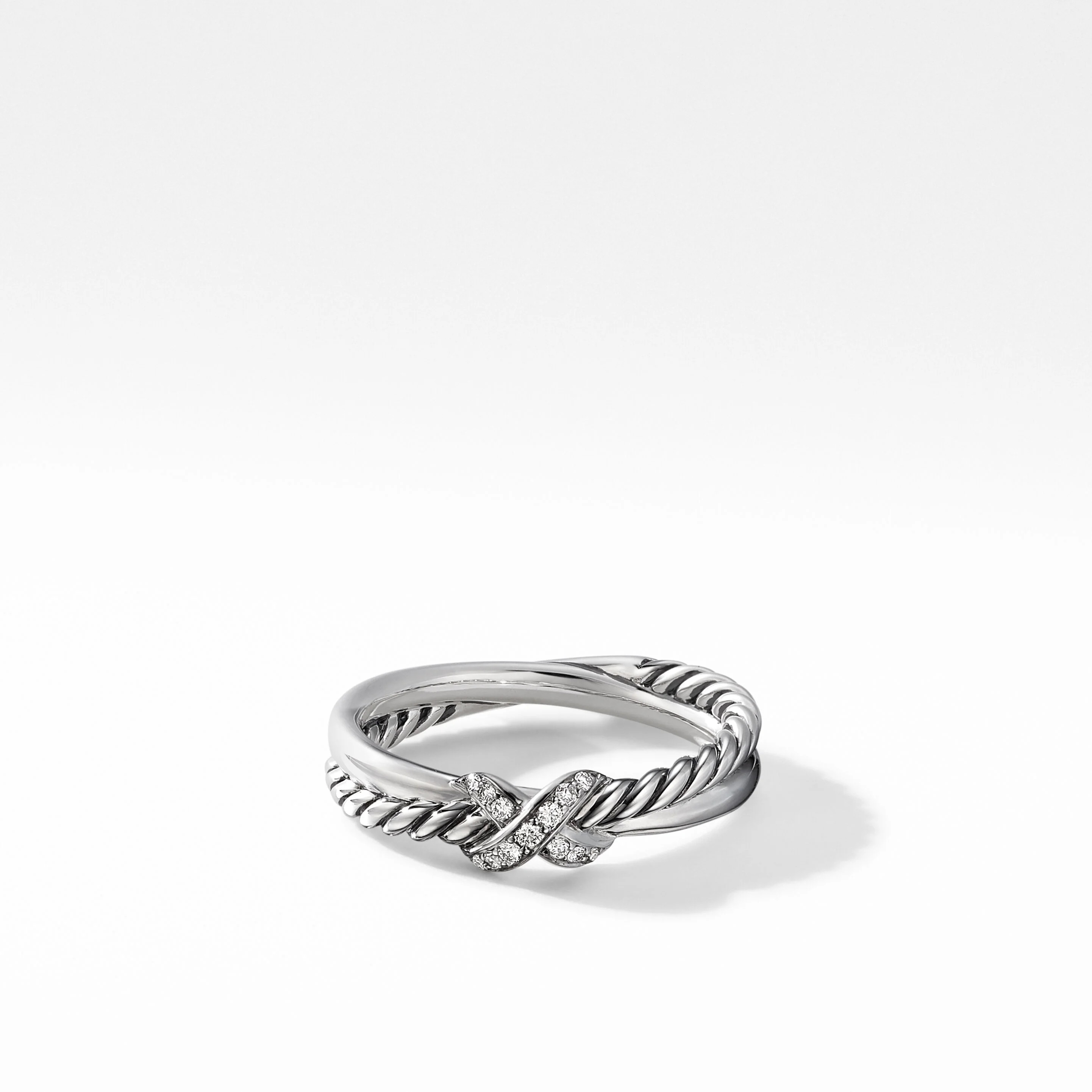 Petite X Ring in Sterling Silver with Pavé Diamonds | David Yurman