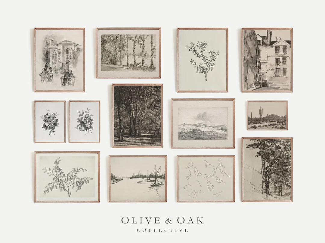 Neutral Art Print SET / Vintage Gallery Wall Set DIGITAL PRINTABLE / #G04 - Etsy | Etsy (US)