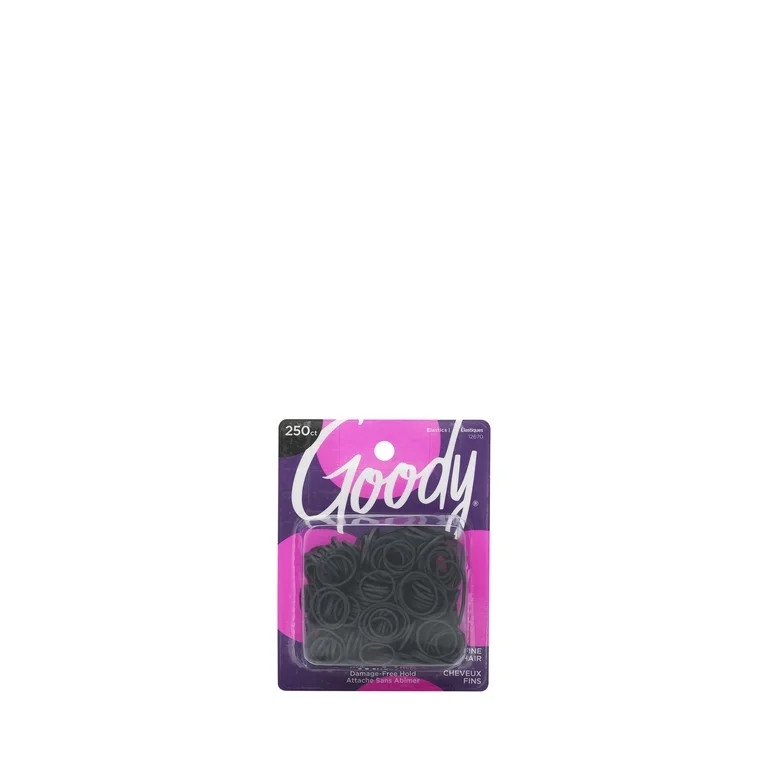 Goody Mini Rubber Bands, Ouchless Hold Hair Elastics for Fine Hair, Black, 250 Ct | Walmart (US)