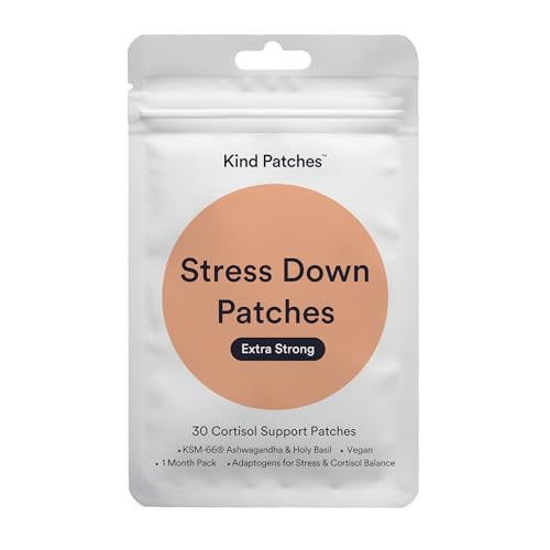 Kind Patches Stress Down Patches Extra Strong with KSM-66 Ashwagandha Extract, L-Theanin, Holy Basil Extract, and Omega-3 EPA - 30 Count | Amazon (US)