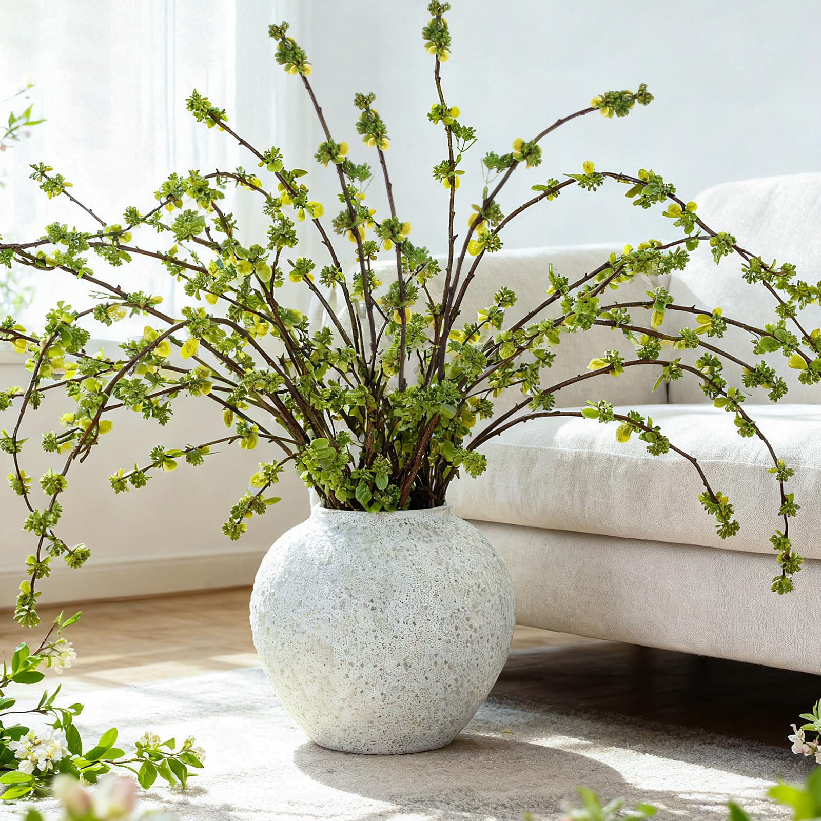 Zeyune 10 Pcs Artificial Branches with Green Buds 40" Evergreen Faux Plastic Plant Stem Picks Spr... | Amazon (US)