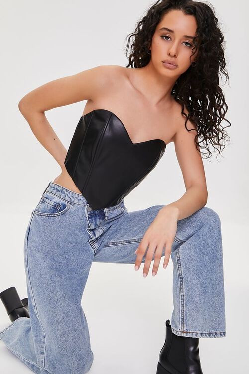 Faux Leather Sweetheart Crop Top | Forever 21 | Forever 21 (US)