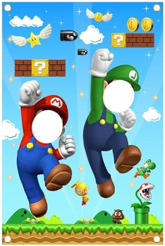 Mario Photo Door Banner Mario Face Photography Banner Background Mario Birthday Party Supplies | Amazon (US)