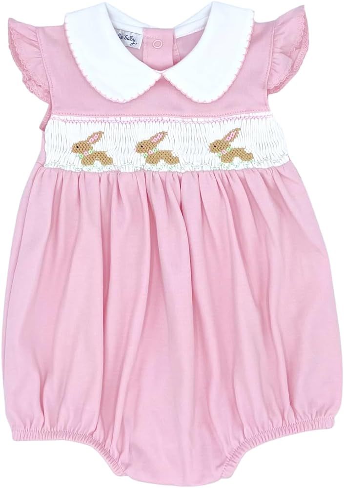 Baby Girl Springtime Bunny Classics Smocked Collared Flutters Bubble Pink | Amazon (US)