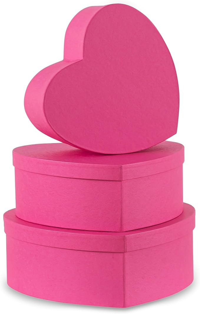 Soul & Lane Heart Shaped Boxes for Flowers - Set of 3 - Pink, Large Cardboard Heart Gift Boxes fo... | Amazon (US)