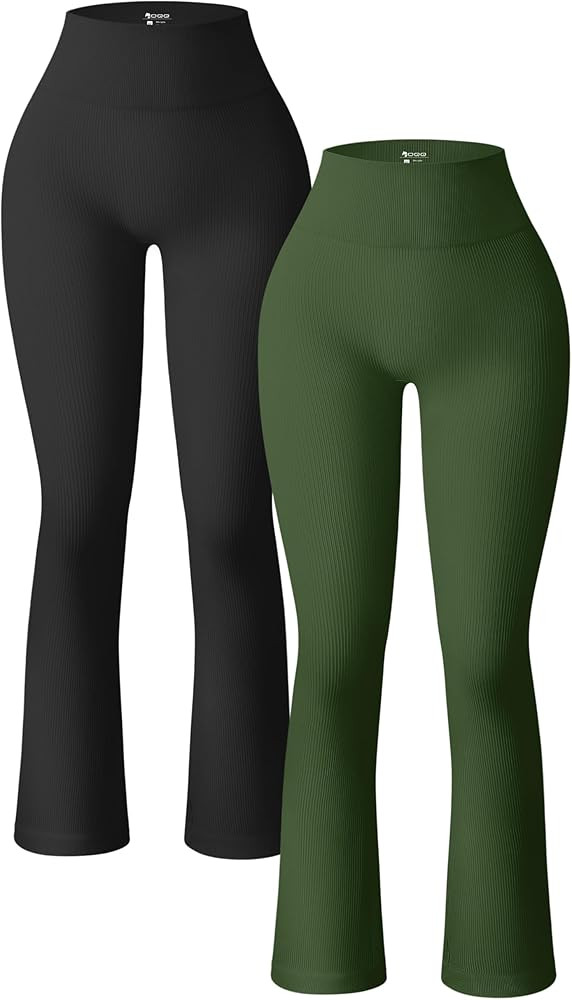 Amazon.com: OQQ Women's 2 Piece Yoga Pants Ribbed Seamless Workout High Waist Bell Bottoms Flare ... | Amazon (US)