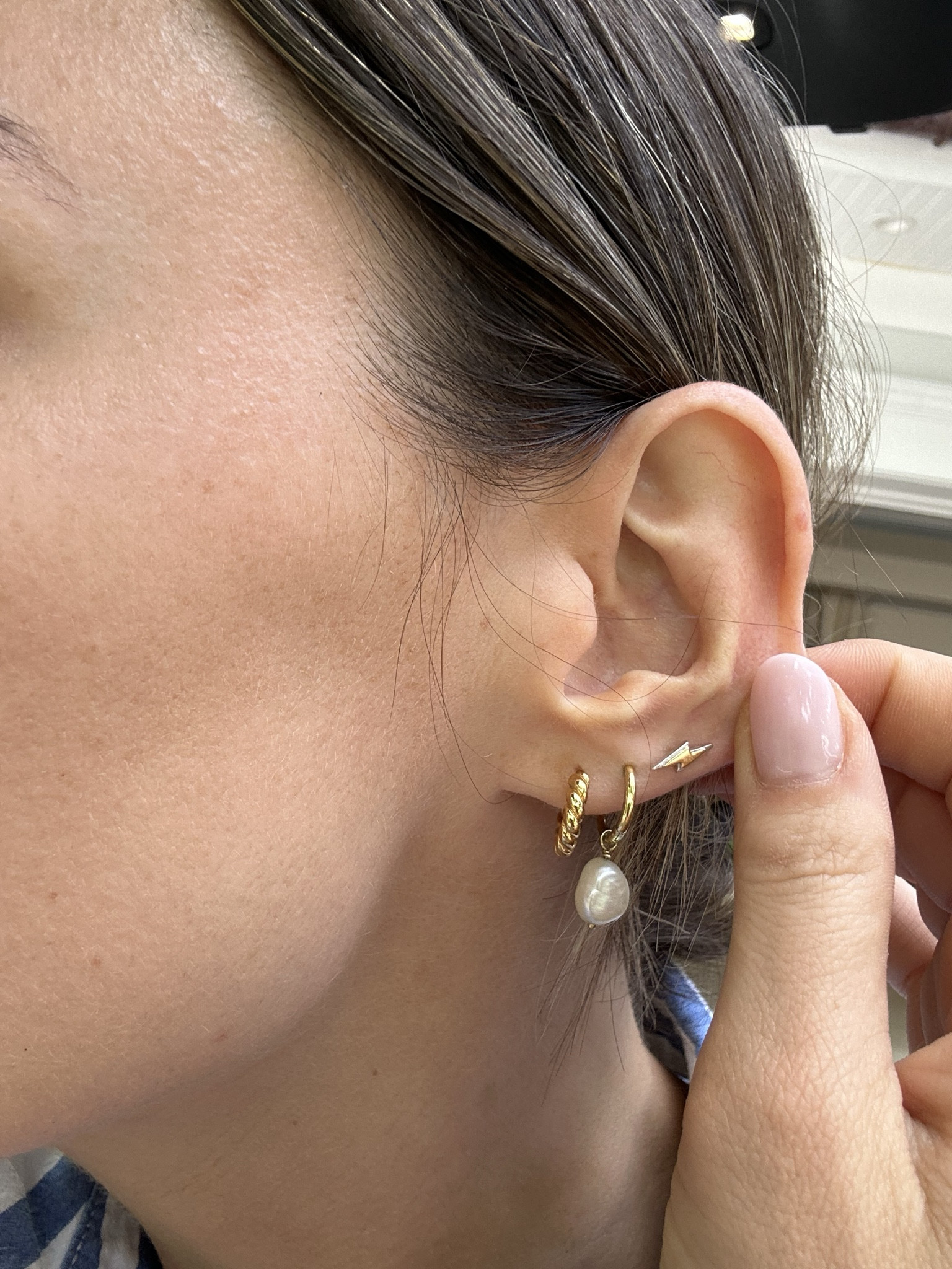Someone asked for my ear stack recently! All are affordable and comfortable. Ps. taking pics of your ears is hard… 

#LTKstyletip #LTKfindsunder100