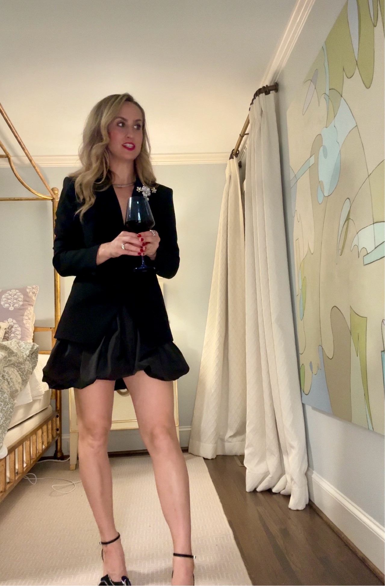 "OOTN: I was really feeling this skirt and blazer combo, but as soon as I walked into the party, a friend’s husband said, “You look very business-ey.' LOL 😂 ☠️. I almost didn’t post this look, but I truly love both of these pieces business-ey or not 🤣.

#ootn #

#LTKHoliday #LTKStyleTip #LTKSeasonal