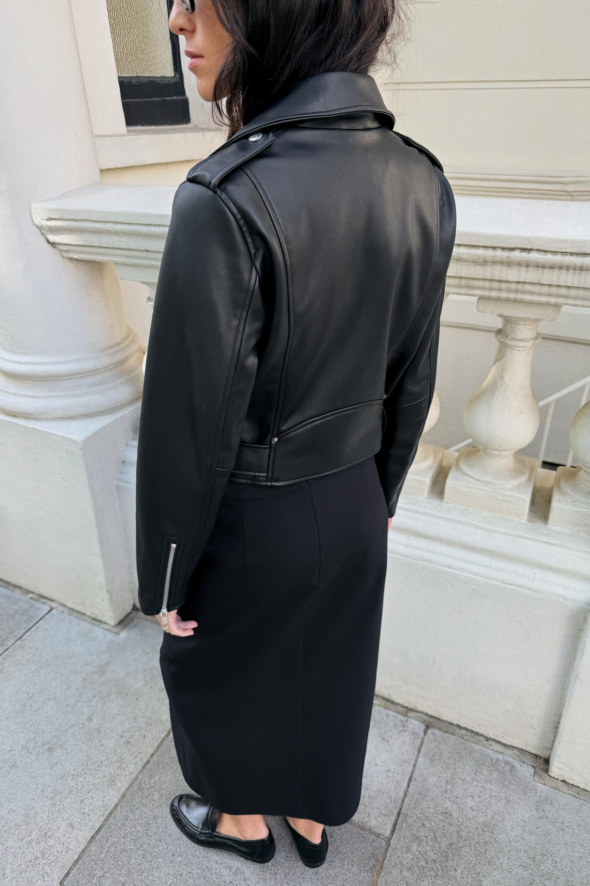 SHORT LEATHER EFFECT BIKER JACKET | Zara UK