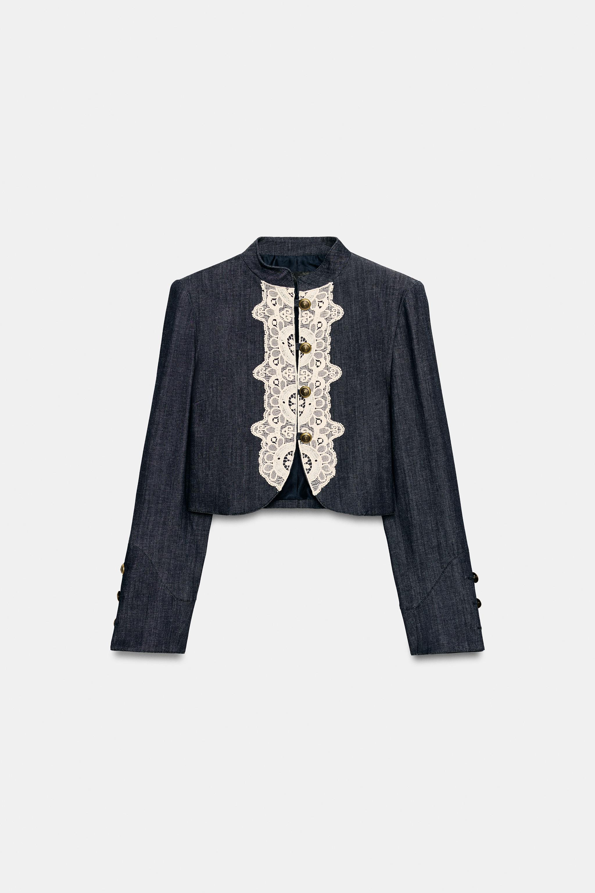 CROPPED LACE-TRIM JACKET | Zara US