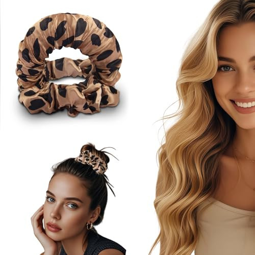 Heatless Hair Curler, Brown Polka Dots Heatless Curls Overnight,Hair Curlers to Sleep in Overnight Satin Heatless Curling Set with Hair Scrunchies Clip, for All Hair Types Curling Scrunchie | Amazon (US)