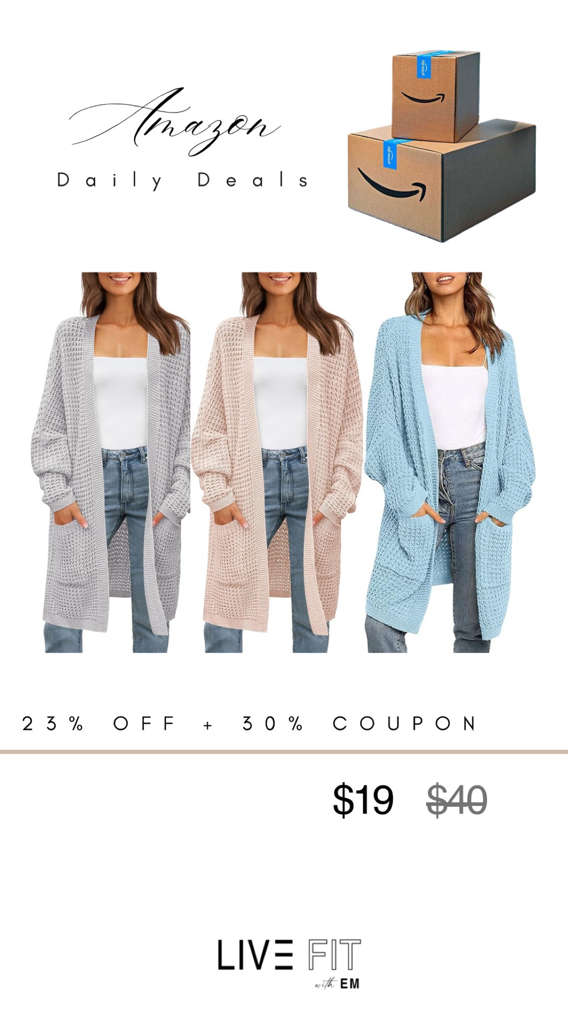 Cozy cardigans under $20?! Yes, please! 💸 Snag these adorable and versatile cardigans at 23% off + an additional 30% coupon—bringing the price down to just $19! Perfect for layering all season long. Grab them while you can and get ready to cozy up this fall. #AmazonDeals #DailyFinds #FallFashion #CardiganSeason #AmazonFashion

#LTKSeasonal #LTKSaleAlert #LTKStyleTip