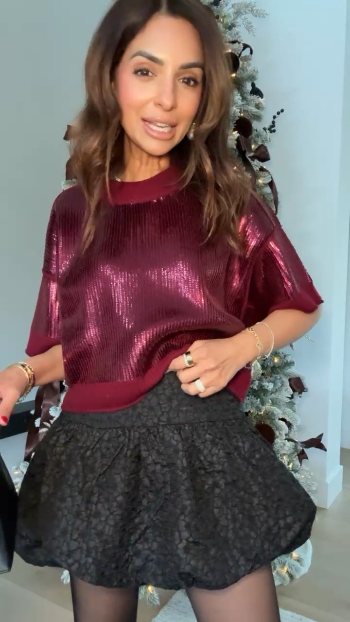 Holiday outfit idea from Anthropologie! ❤️ This bubble skort is SO cute and works with so many tops for the season. It would also be adorable for a Christmas Eve dinner with a cozy sweater and jeans. I’m wearing size XS in the skirt and XXS Petite in the top!

#LTKSeasonal #LTKHoliday